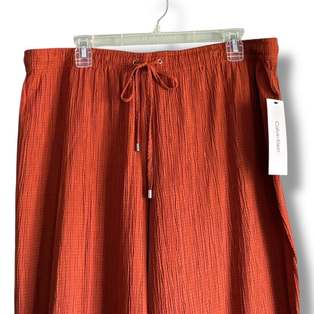 Calvin Klein crinkle drawstring wide leg pants NWT size XL - Picture 8 of 11